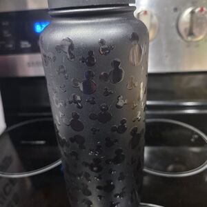 Black Stainless Steel Mickey Pattern Water Bottle